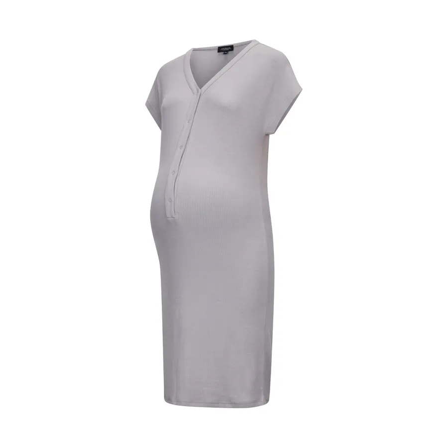 Geburtskleid Bamboo Rib - Grey