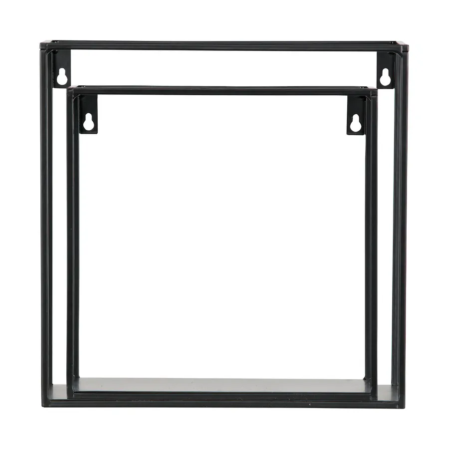 WOOOD Wandregal Kubus Meert - Metall Schwarz - 2er Set