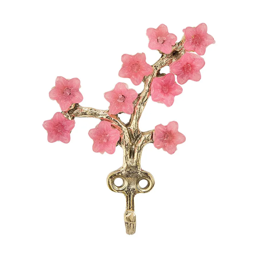 Doing Goods Wandhaken – Elodie Bloem – Messing mit rosa Blüten