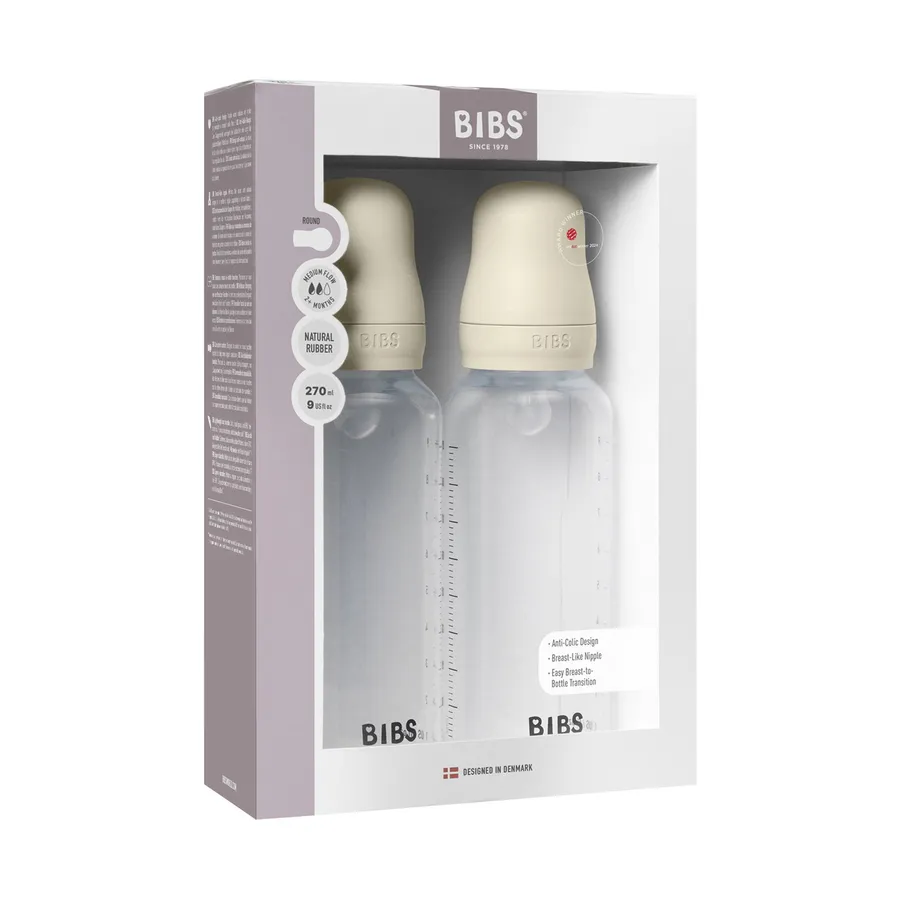 Bibs Flasche - Medium Flow - 2 Stück - 270 ml - Silicone - Ivory