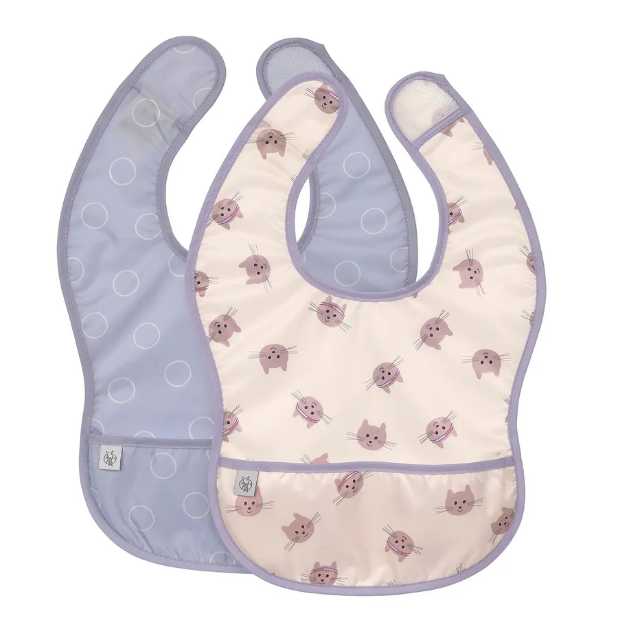 Lässig Lätzchen – Tiny Team Cat – Leicht – 2-teilig – Pink/Lila