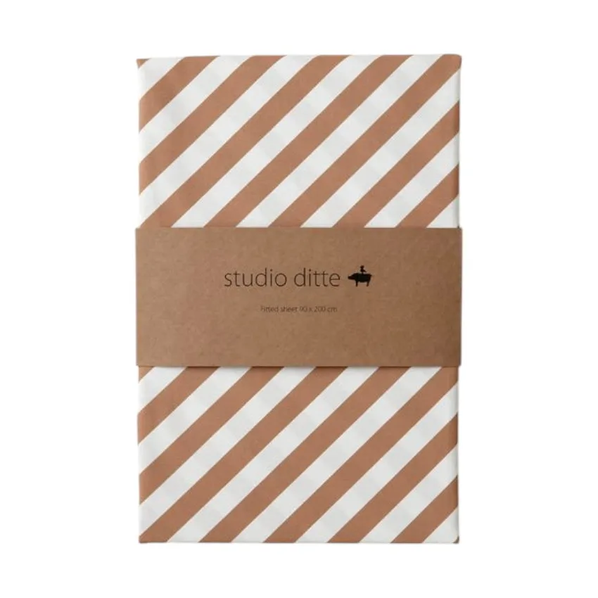 Studio Ditte Spannbettlaken - Streifen - 90 x 200 cm - Karamell