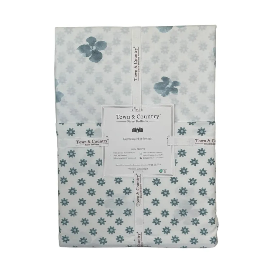 Town & Country Aqua Flower Bettbezug