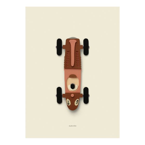 Studio Ditte Rennauto Braun Poster - 50x70 cm