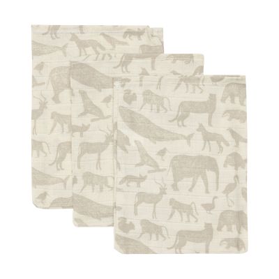 Jollein Animals Waschlappen - 3 Stück - Nougat