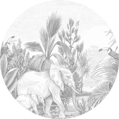 Estahome Tapete Rund - Jungle - Ø 140 cm - Grau