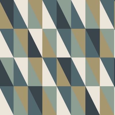 Estahome Grafische Dreiecks - Tapete – Gold / Grün / Blau