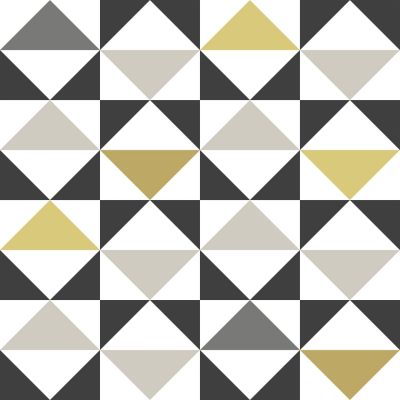 Estahome Grafische Dreiecks - Tapete – Weiß / Schwarz/ Grau Gelb