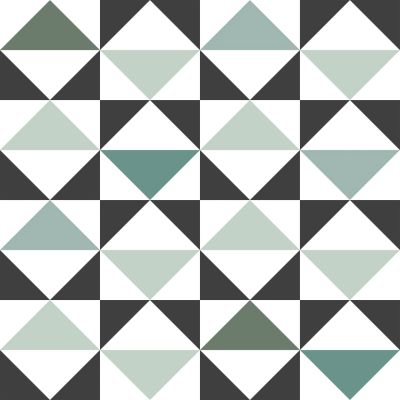 Estahome Grafische Dreiecks - Tapete – Weiß / Schwarz/ Grün