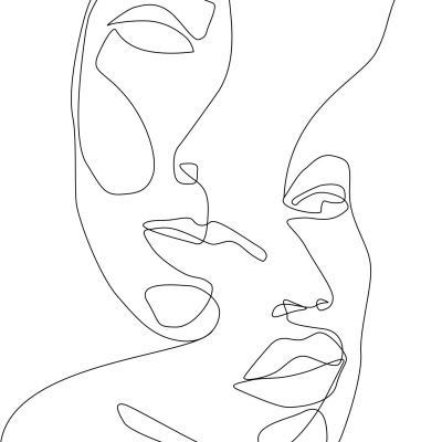 Estahome Line Art Gesichter Fototapete – 2 x 3 m – Schwarz/Weiß