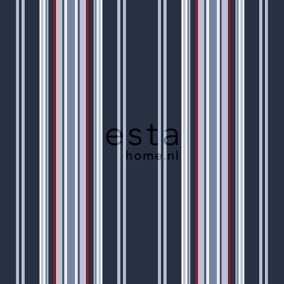 Estahome Streifen Tapete III - 0,53 x 10,05 m - Marineblau / Rot