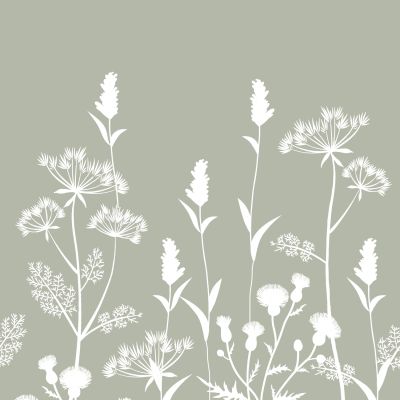 Estahome Feldblumen Fototapete – 1,5 x 2,79 m – Graues Mintgrün