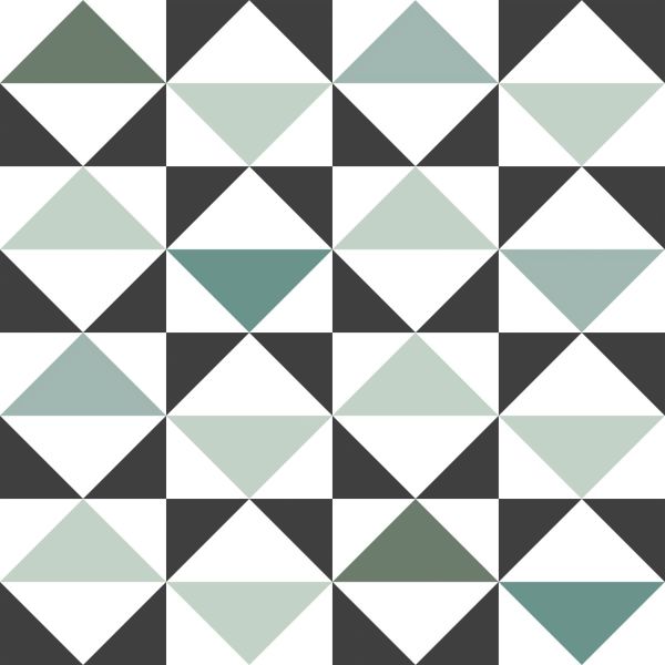 Estahome Grafische Dreiecke Tapete - Weiß / Schwarz / Grün