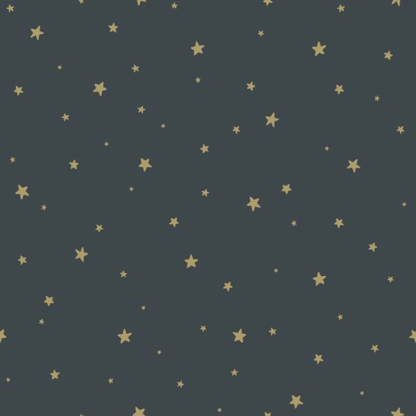 Estahome Sterne Tapete II - 0,53 x 10,05 m - Graues Blau / Gold