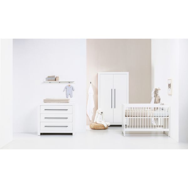 Europe Baby Vittoria III Babyzimmer Weiß | Bett 60 x 120 cm + Kommode